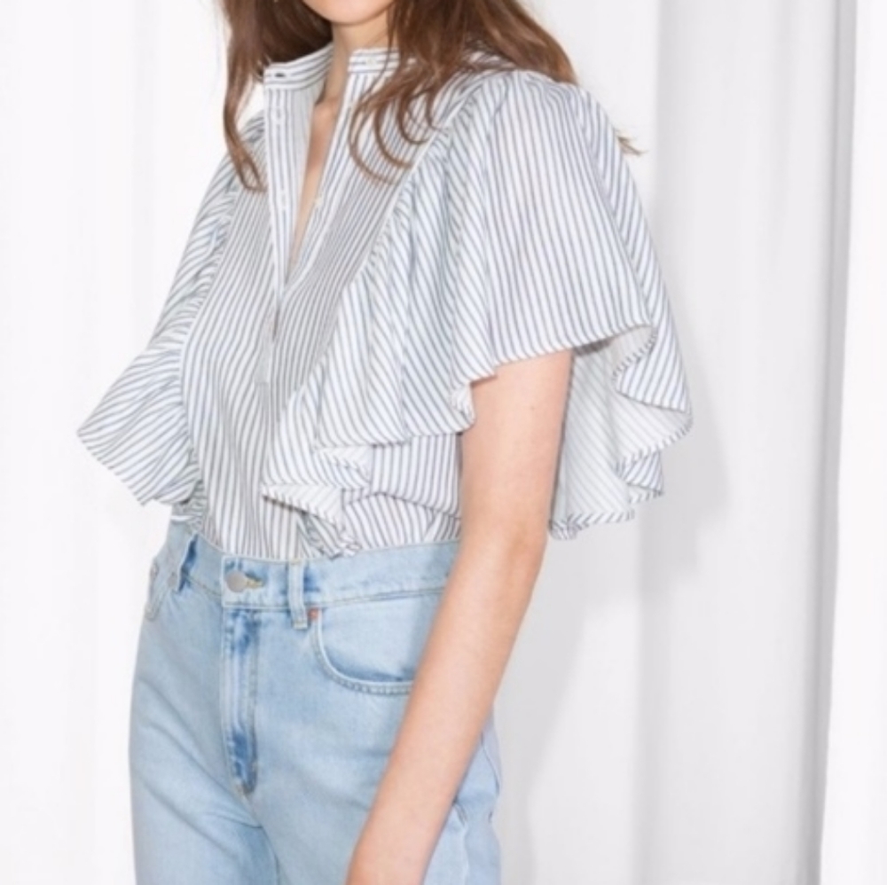 & Other Stories Flounce Striped Top